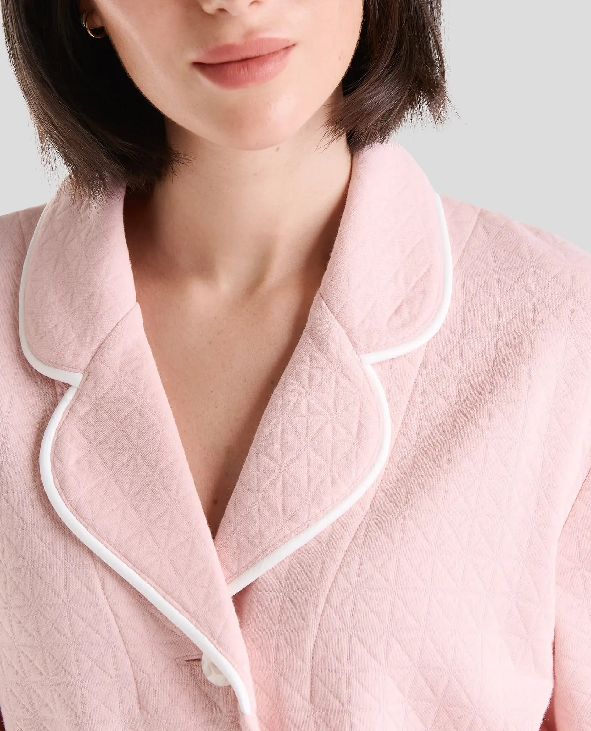 Bata lencera larga verano abotonada con vivo — Rosa