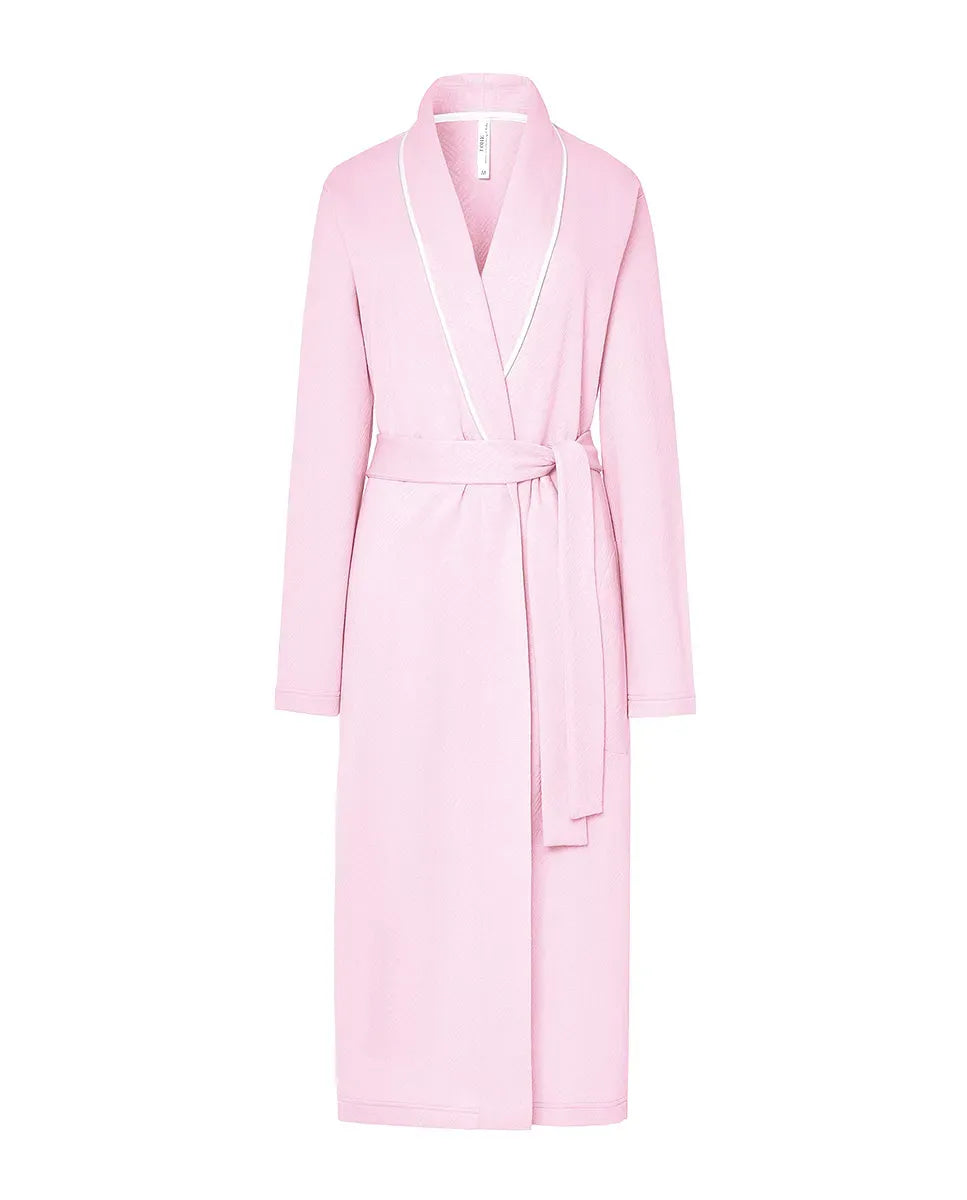Bata de mujer larga lencera cruzada cuello smoking — Rosa