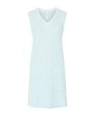 Camisón corto de mujer Lohe, tejido algodón modal estampado plata, puntilla en cuello pico y sin mangas.