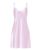 Camisón corto de tirante fino en raso — Lavanda