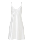 Camisón corto de tirante fino en raso — Marfil