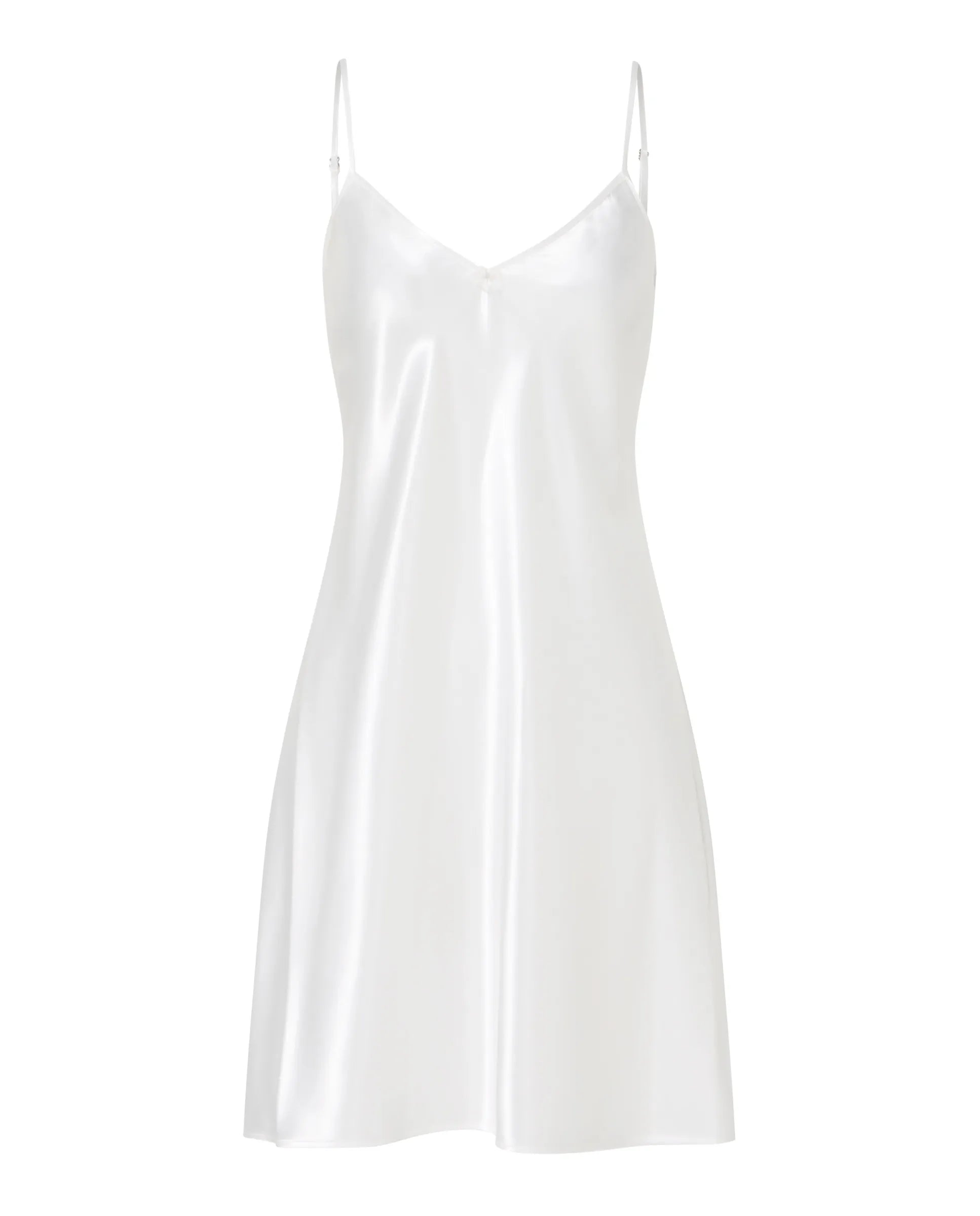 Camisón corto de tirante fino en raso — Marfil
