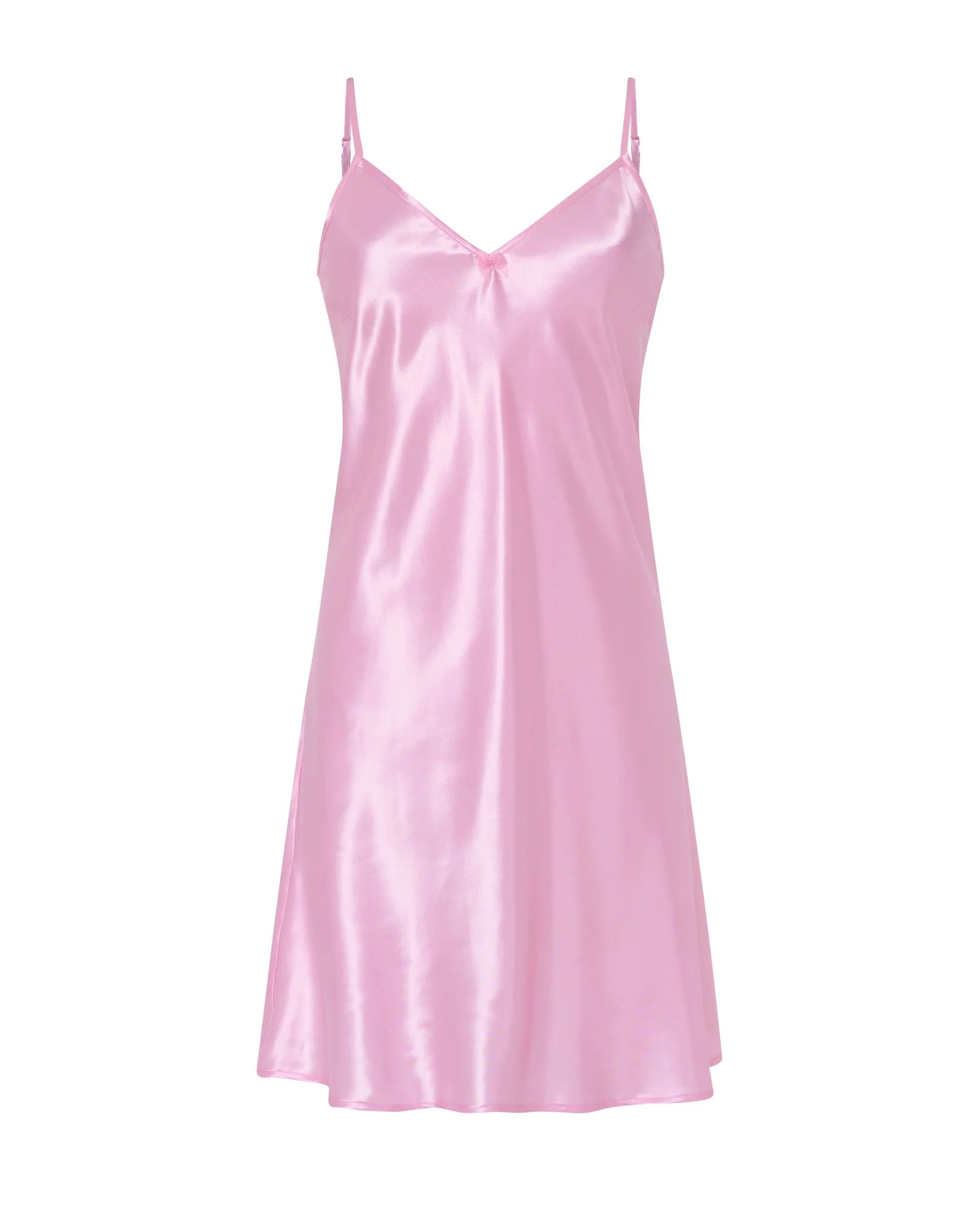 Camisón corto de raso tirantes — Rosa