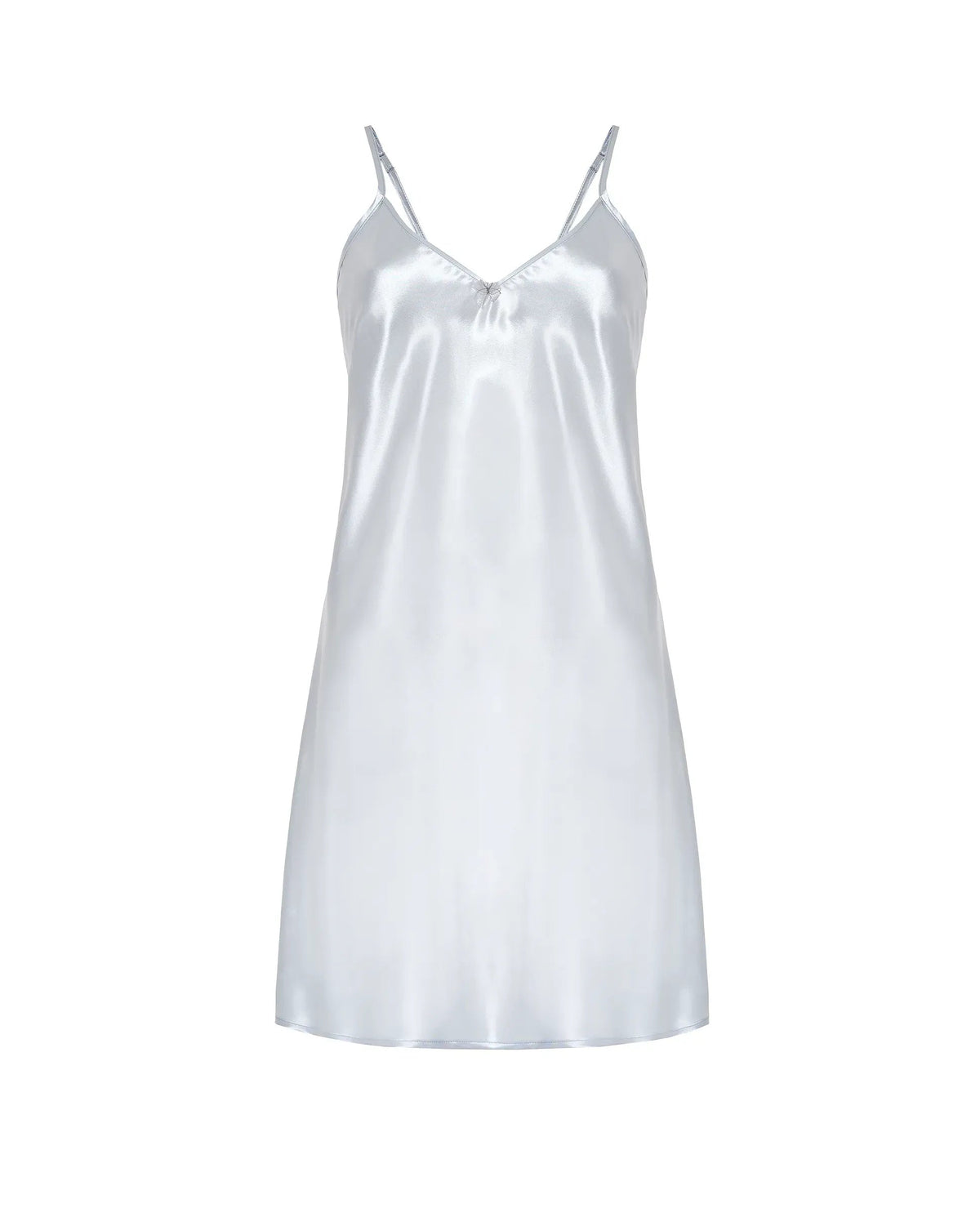 Camisón corto de mujer de verano, tejido raso y tirantes. Color gris