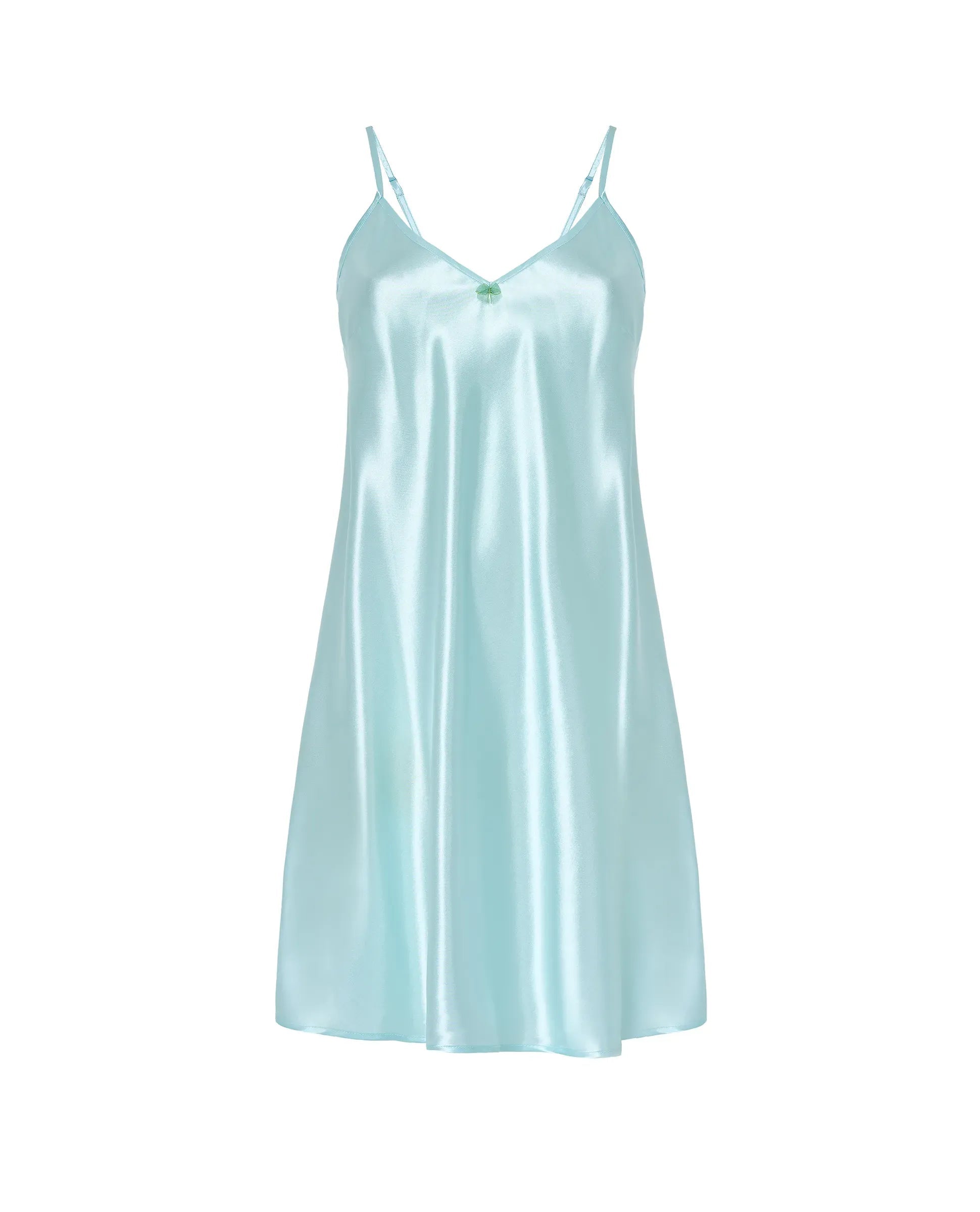 Camisón corto de raso tirantes — Verde