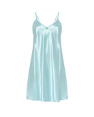 Camisón corto de mujer de verano, tejido raso y tirantes. Color verde suave