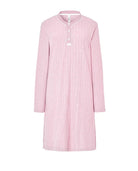Camisón de mujer tejido canale suave tono rosa palo, escote en pico con abertura de botones y manga larga.