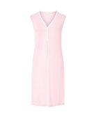 Camisón lencero corto sin mangas cuello botones puntilla — Rosa
