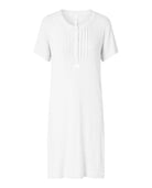 Camisón de manga corta de punto lorzas — Marfil