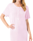 Camisón de manga corta de punto lorzas — Rosa