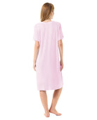 Camisón de manga corta de punto lorzas — Rosa