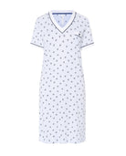 Camisón corto de mujer Lohe, tejido algodón modal estampado anclas, cuello pico y manga corta.