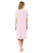 Camisón de verano manga corta con puntilla — Rosa