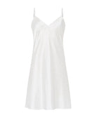 Camisón corto de mujer Lohe, jacquard marfil cuadritos y tirantes.