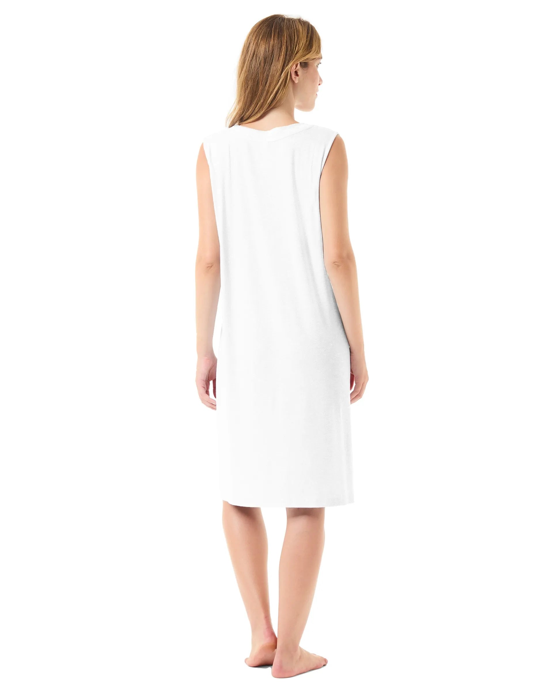 Camisón sin mangas de verano con puntilla — Marfil