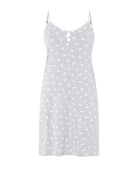 Camisola corta de tirantes de vigoré gris con estampado de plumas