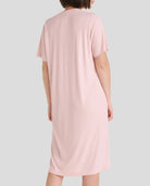 Camisón lencero verano manga corta canalé entredos — Rosa