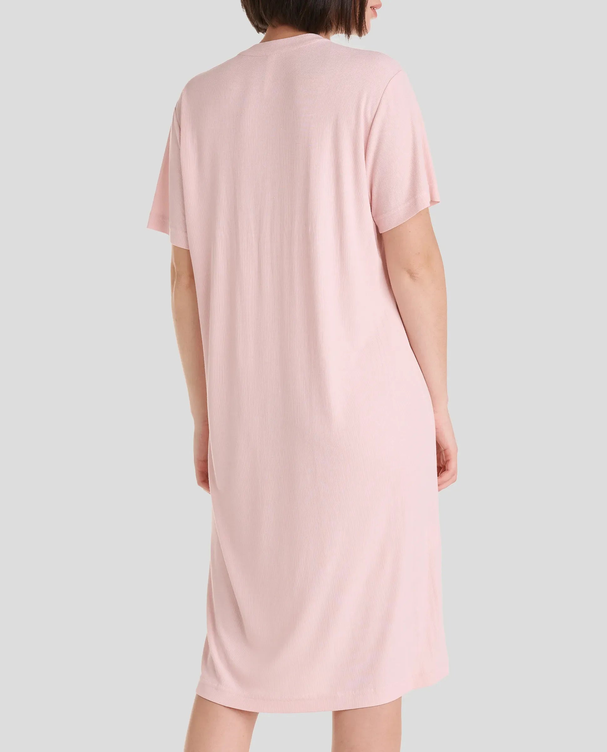Camisón lencero verano manga corta canalé entredos — Rosa