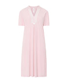 Camisón lencero verano manga corta canalé entredos — Rosa