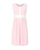 Camisón verano sin mangas canalé puntillla — Rosa