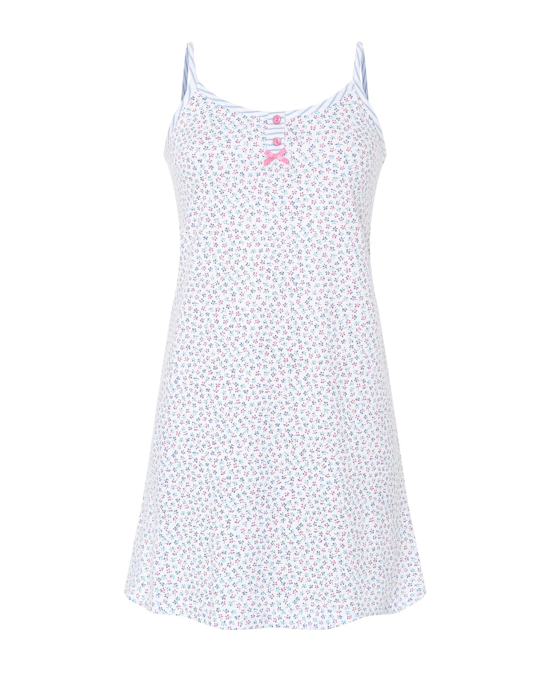Camisón corto de mujer para verano de tirantes con estampado florecitas