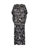 ✅ Kaftan largo seda natural negro estampado | LOHE ®