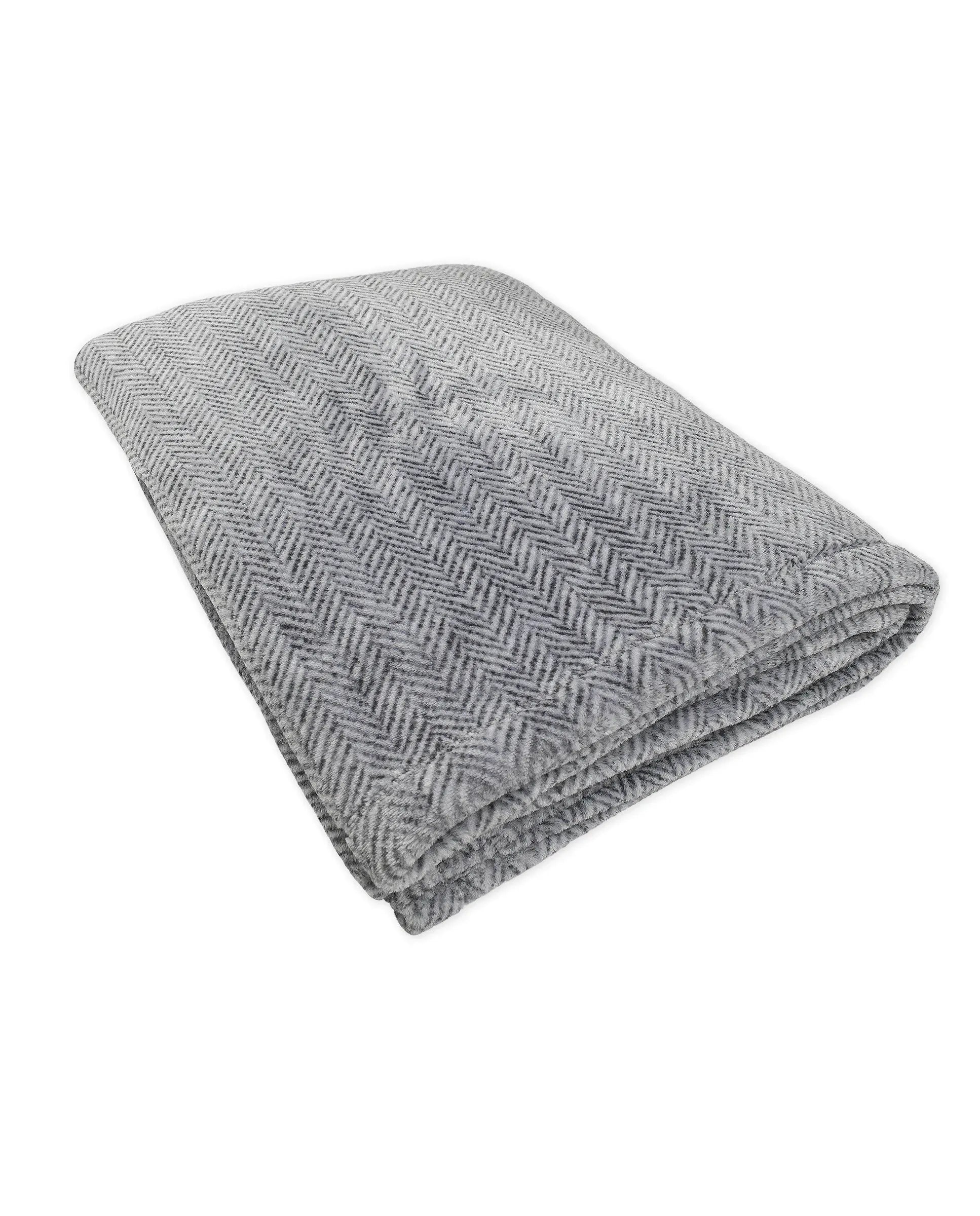 ✅ Manta para casa en amoroso tejido espiga gris | LOHE ®