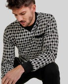 Chaquetilla pijama caballero de invierno estampado de cuadros y puños elásticos