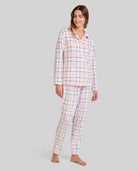 ✅ Pijama camisero largo en micropolar de cuadros rosas y grises | LOHE ®