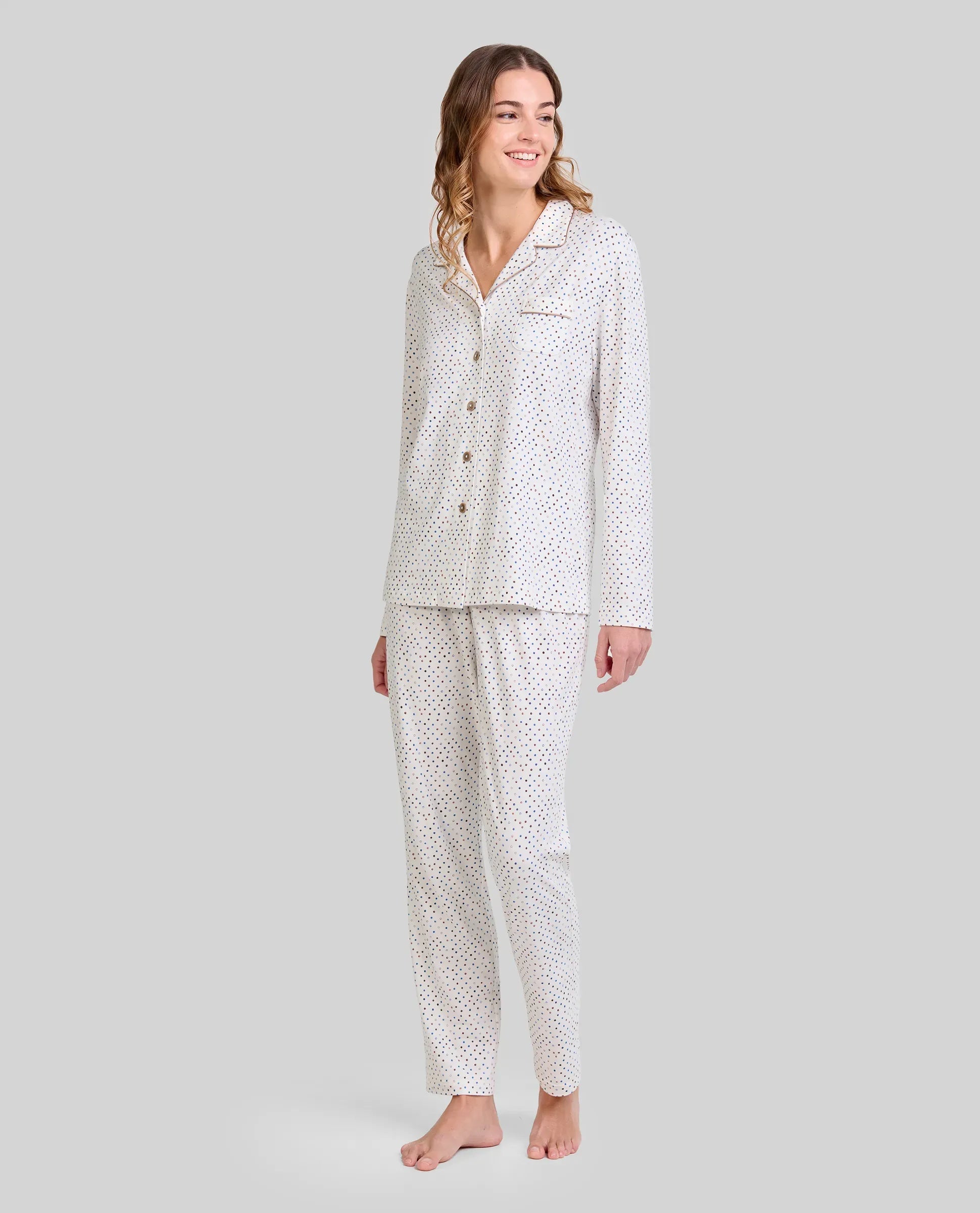 Pijama camisero mujer estampado círculos
