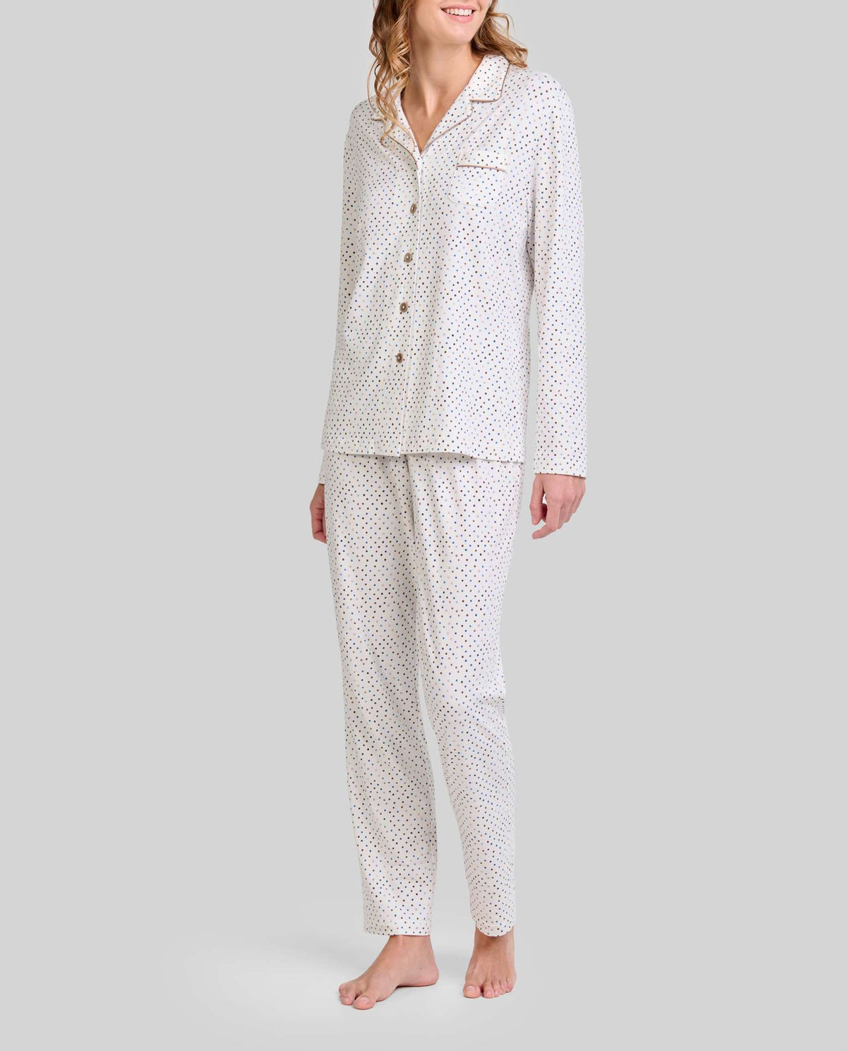 Pijama camisero mujer estampado círculos