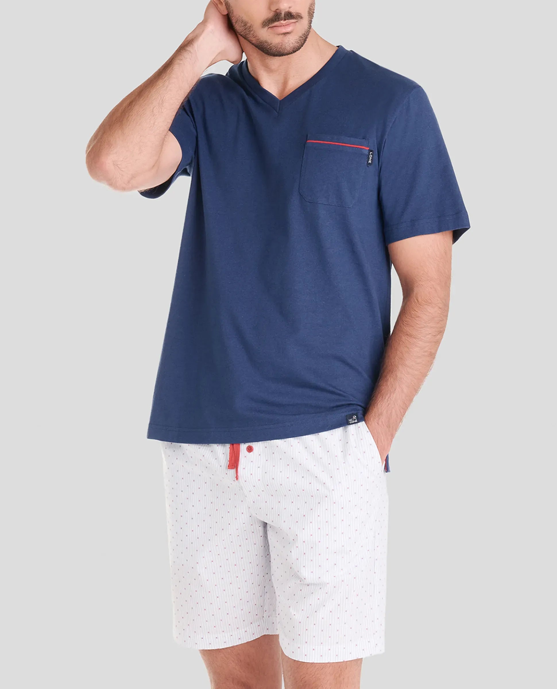 Hombre con pijama corto de verano mixto plumeti