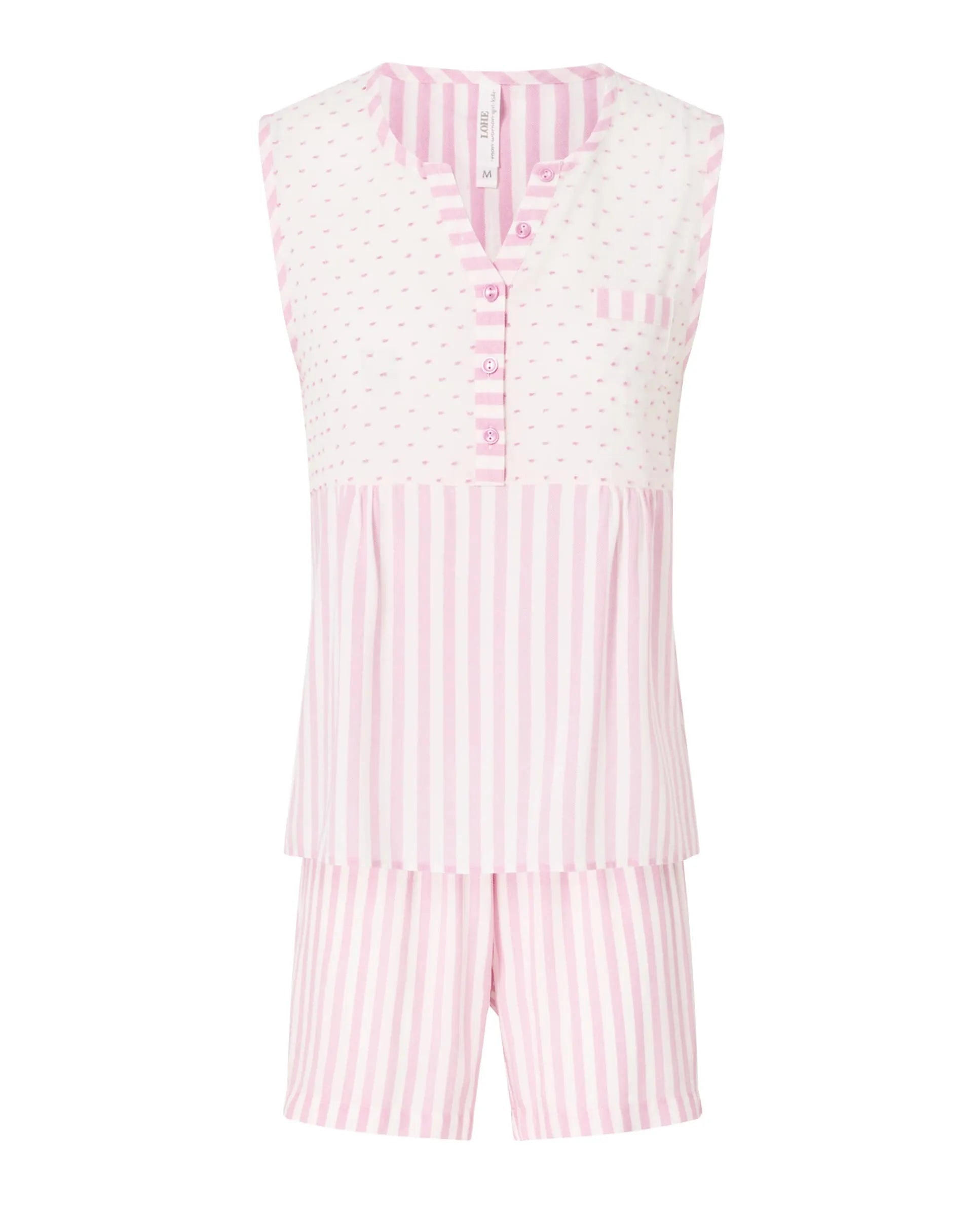 Pijama de mujer corto verano plumeti y rayas — Fucsia