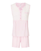 Pijama de mujer corto verano plumeti y rayas — Fucsia