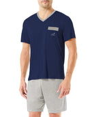 Pijama de hombre corto liso manga corta — Marino