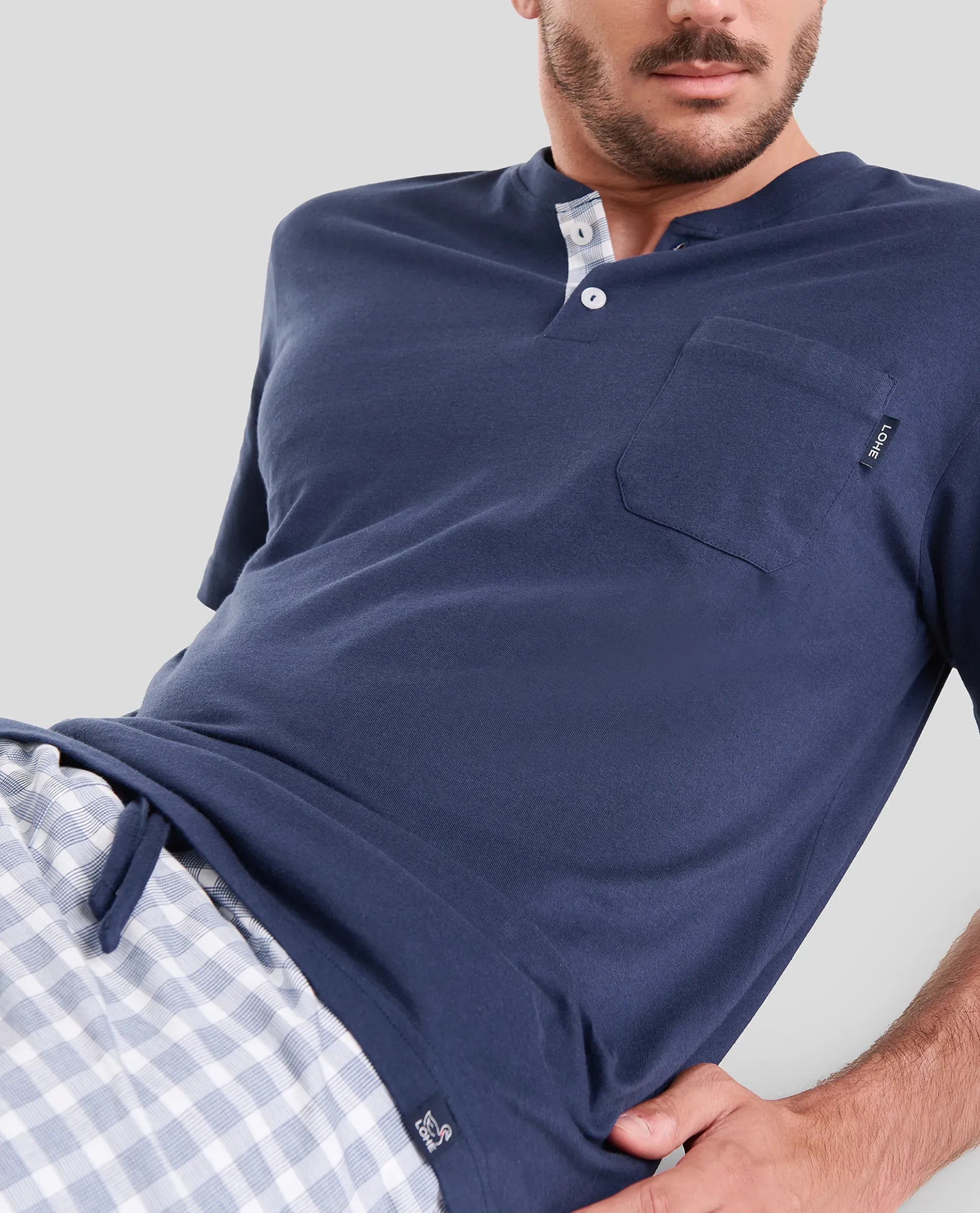 Pijama corto hombre cuadros