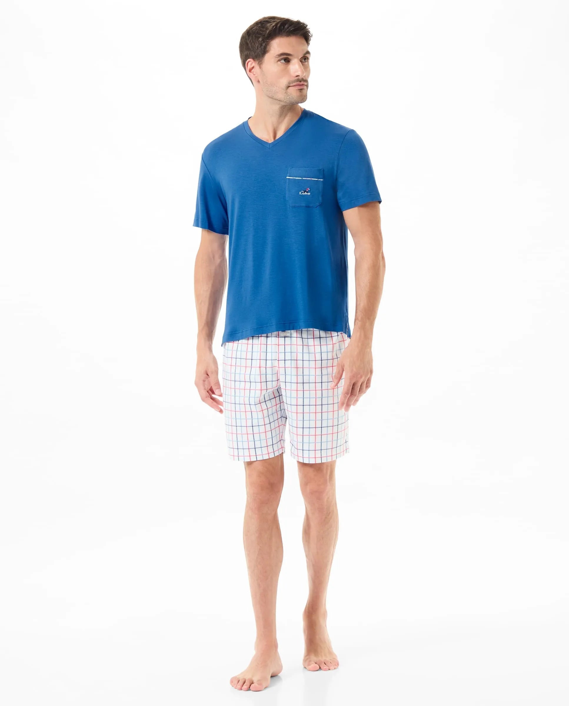 ✅ Pijama de hombre corto cenefa a rayas | LOHE ®