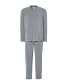 Pijama Lohe de hombre, suave tejido, escote en pico, manga larga y pantalón largo y bolsillos laterales.