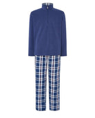 Pijama hombre: parte superior lisa, pantalón estampado, cremallera, cordón y bolsillos.