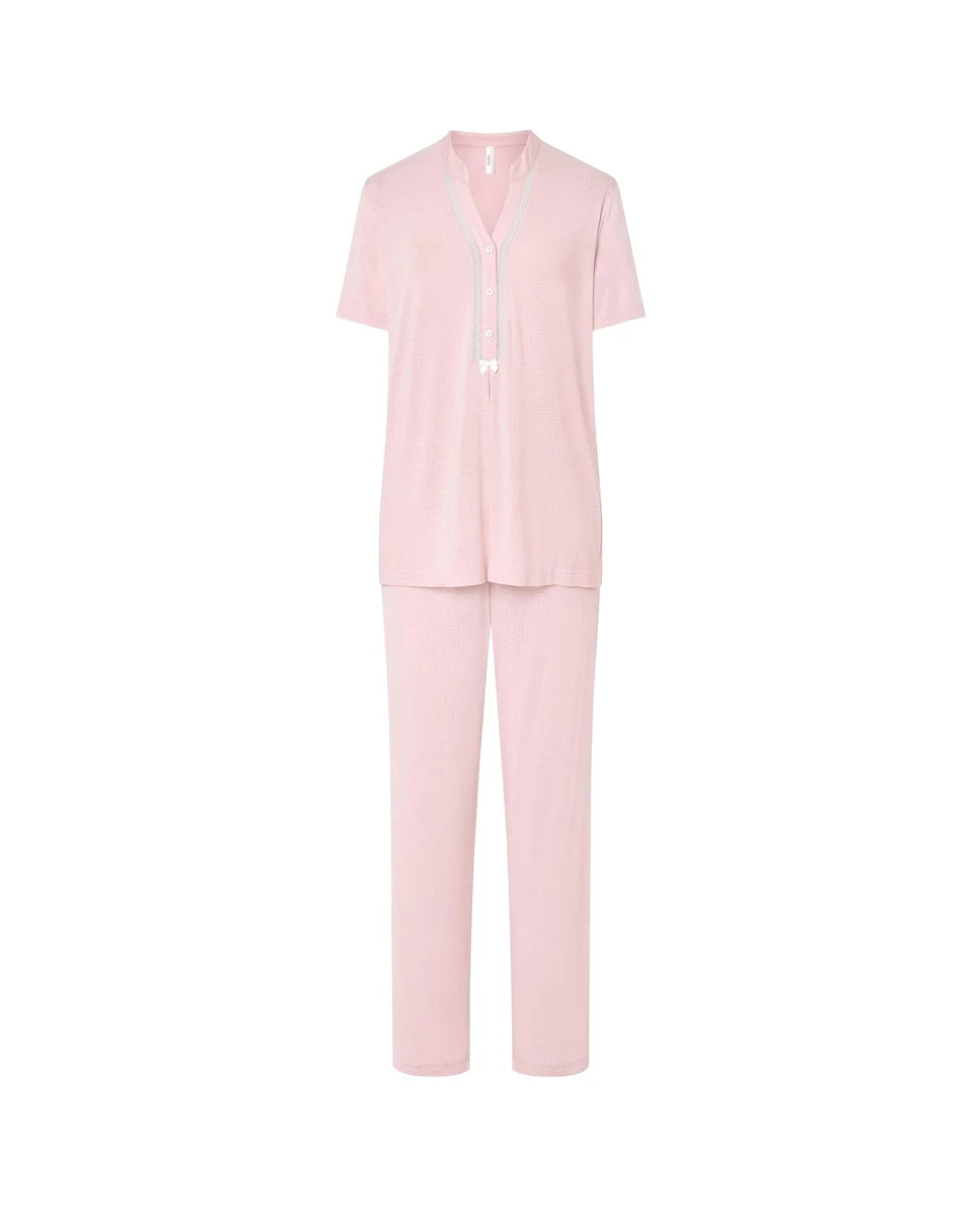 Pijama de mujer lencero largo entredós — Rosa