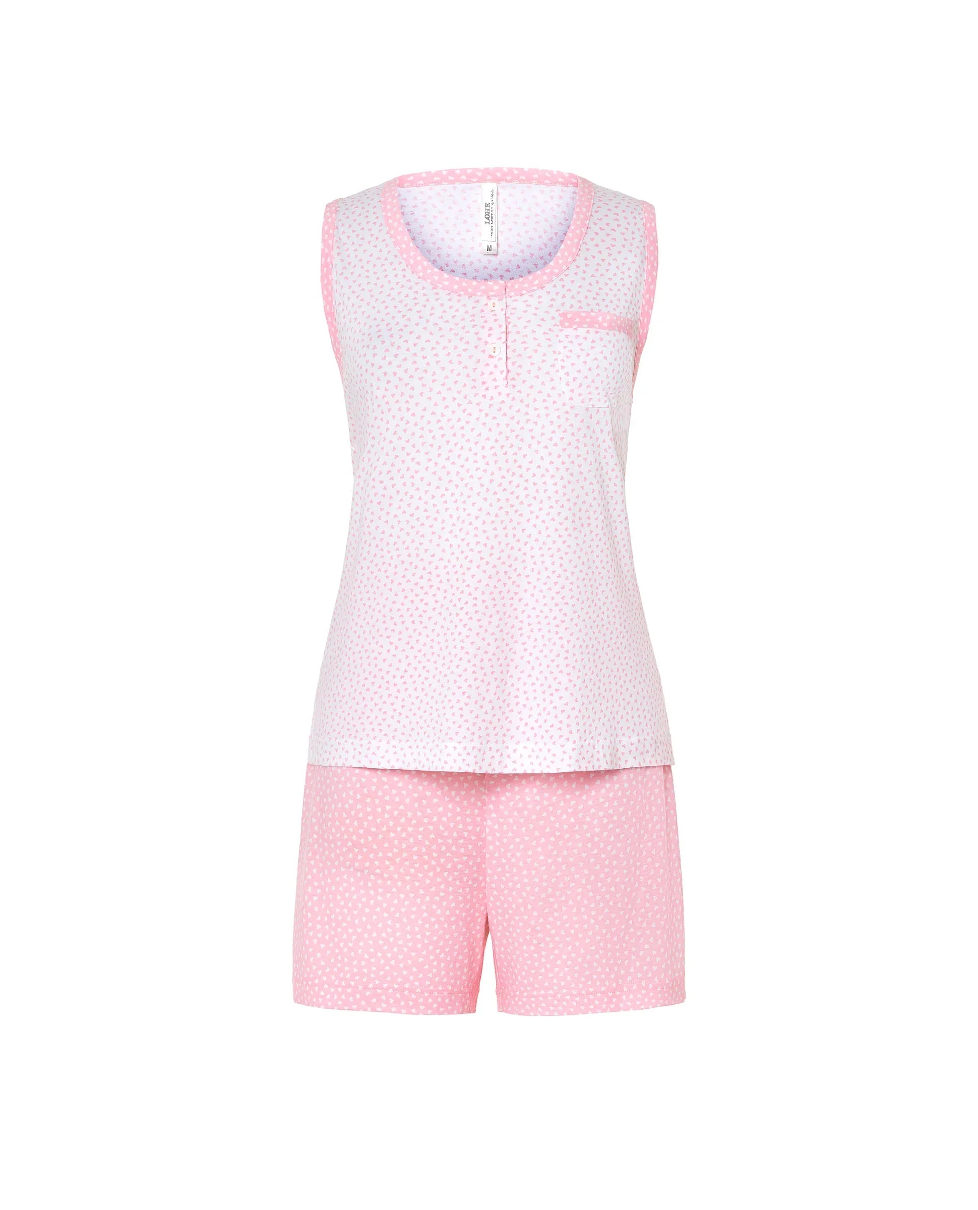 Pijama corto sin mangas para el verano, fresco y cómodo con su cuello en pico y pantalón corto a juego