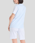 Conjunto de pijama de verano corto para mujer estampado a rayas azules
