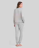 Conjunto pijama invierno gris de mujer con sudadera manga larga y  bordado "dreamy forever" en el pecho y puños elásticos