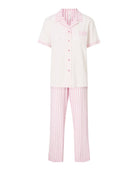 Pijama de mujer largo plumeti y rayas — Fucsia