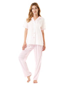 Pijama de mujer largo plumeti y rayas