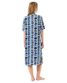 Vestido corto de verano marino de manga corta y cuello pico