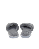Zapatillas abiertas color gris con pelo para estar en casa